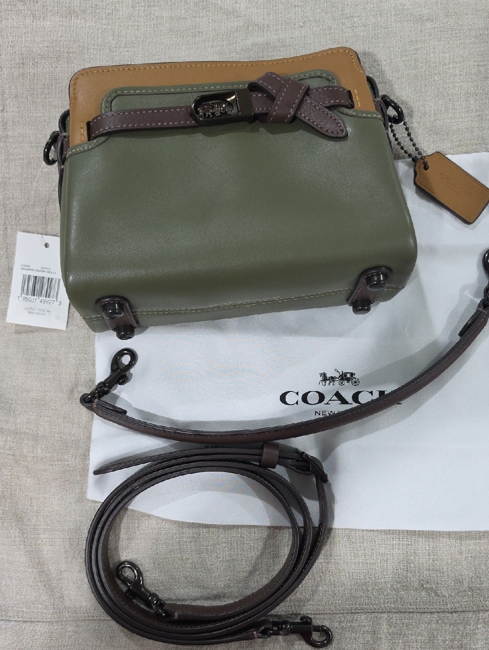 Coach Olive, Tan and Brown Leather Crossbody Bag